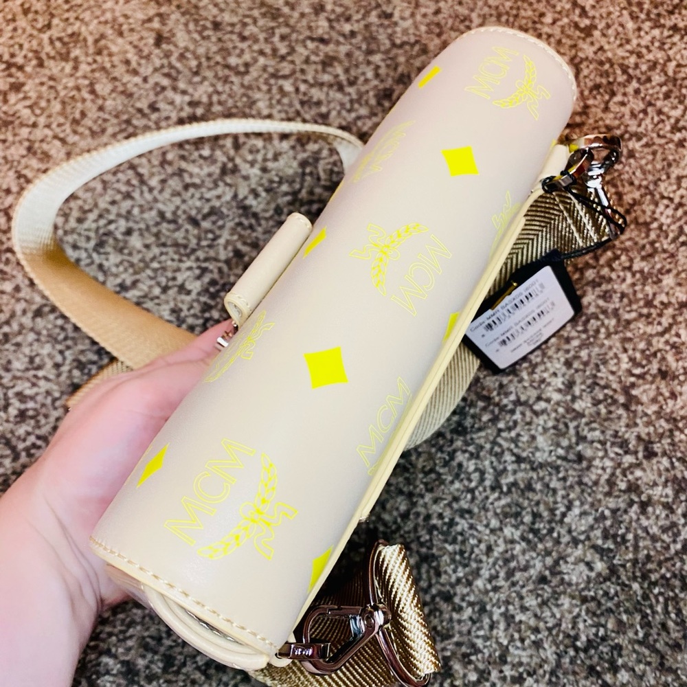 NEW! MCM Millie Yellow Small Color Splash Logo Leather Crossbody Bag - Picture 12 of 17